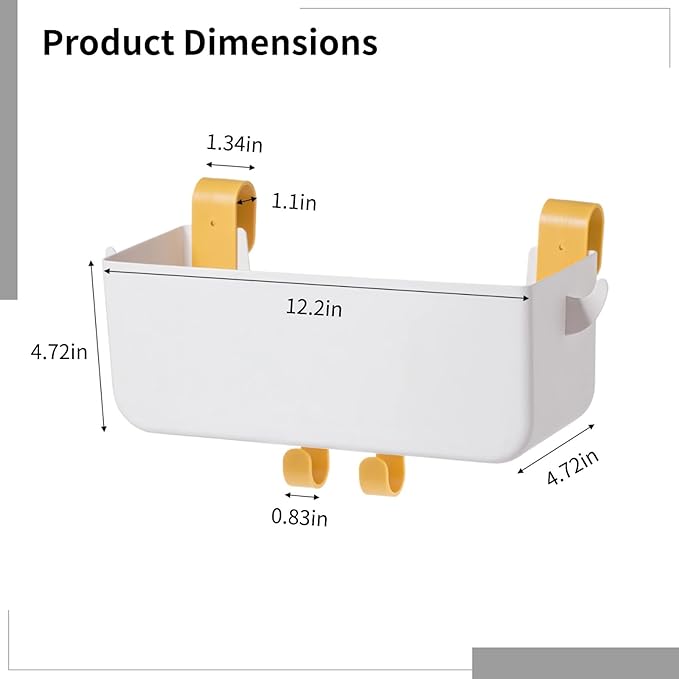 2 Pcs Bunk Bed Shelf for Top Bunk, Bunk Bed Caddy with Hooks, Bedside Storage Organizer, Ideal for Storing Small Items