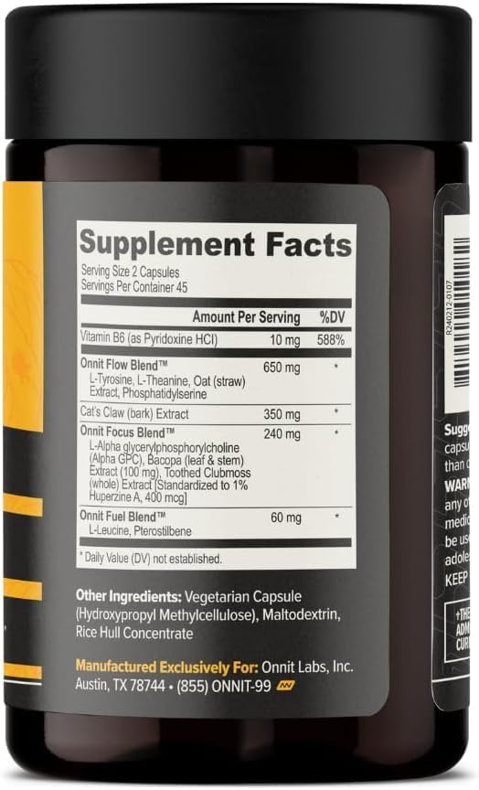 ONNIT Alpha Brain® Nootropic Brain Supplement for Men and Women, IGEN™ Non-GMO Tested, Memory, Mental Clarity, Cognitive Support and Focus Capsules with L-Theanine and Vitamin B6 (90 Count)