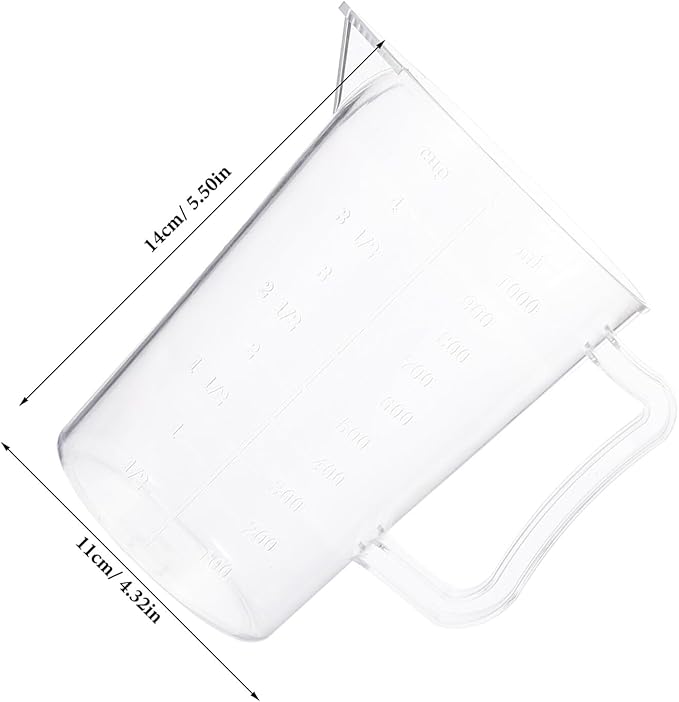 Garneck Thickened Transparent Measuring Cup with Clear Graduations Easy-read Scale for Accurate Liquid and Solid Measurement Kitchen Baking Accessory with Handle for Home Use