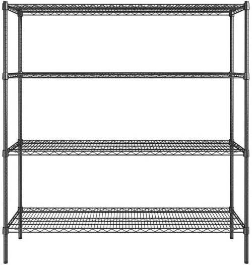18" x 60" NSF Black Epoxy 4-Shelf Kit with 64" Posts, Heavy Duty Storage Shelving, Wire Shelving Kit, NSF Commercial Storage Rack Unit