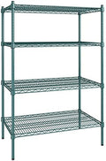 21" x 36" NSF Green Epoxy 4-Shelf Kit with 54" Posts, Heavy Duty Storage Shelving, Wire Shelving Kit, NSF Commercial Storage Rack Unit