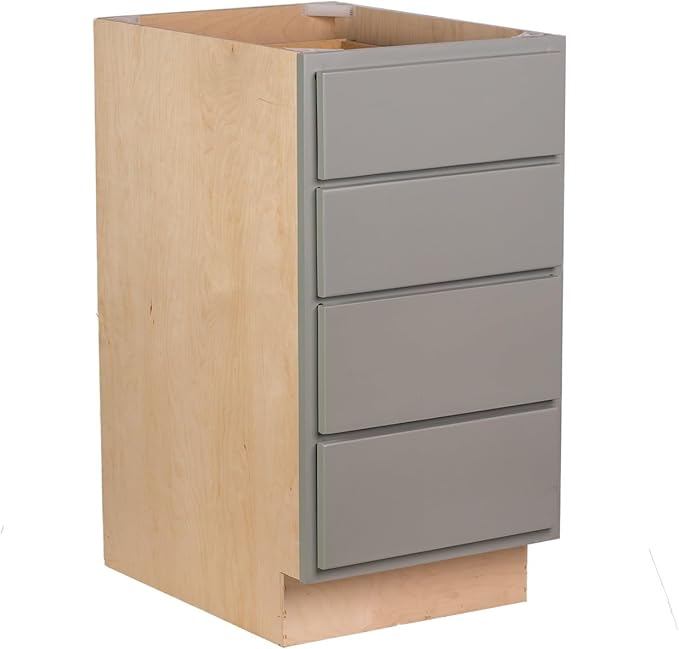 Quicklock RTA (Ready-to-Assemble) | Base Kitchen Cabinets - Shaker Style | Made in America (Magnetic Gray, 18" Wx34.5 Hx24 D 4 Drawer)