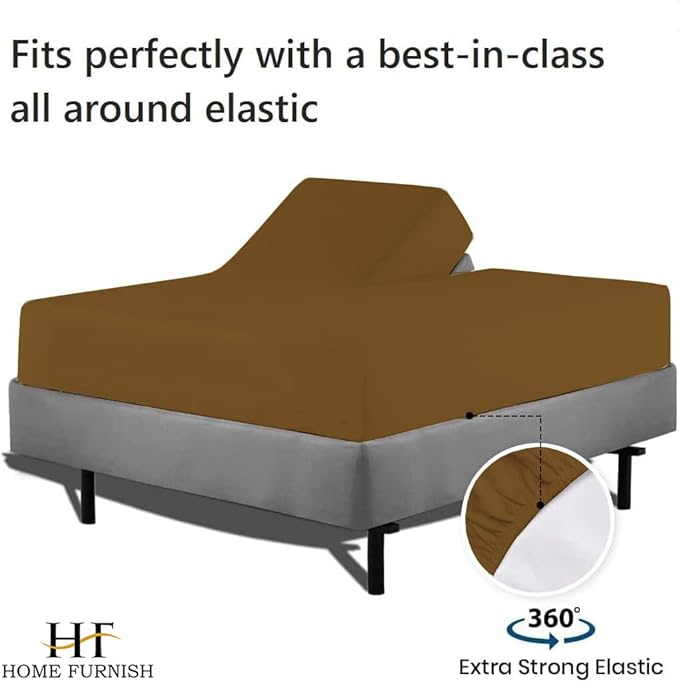 Top Split Queen Fitted Sheet Only for Adjustable beds, Split Down 39 inches from The Top, 600 Thread Count 100% Cotton Half Split Flex Head Fitted Sheet for Sleep Number Beds, Taupe