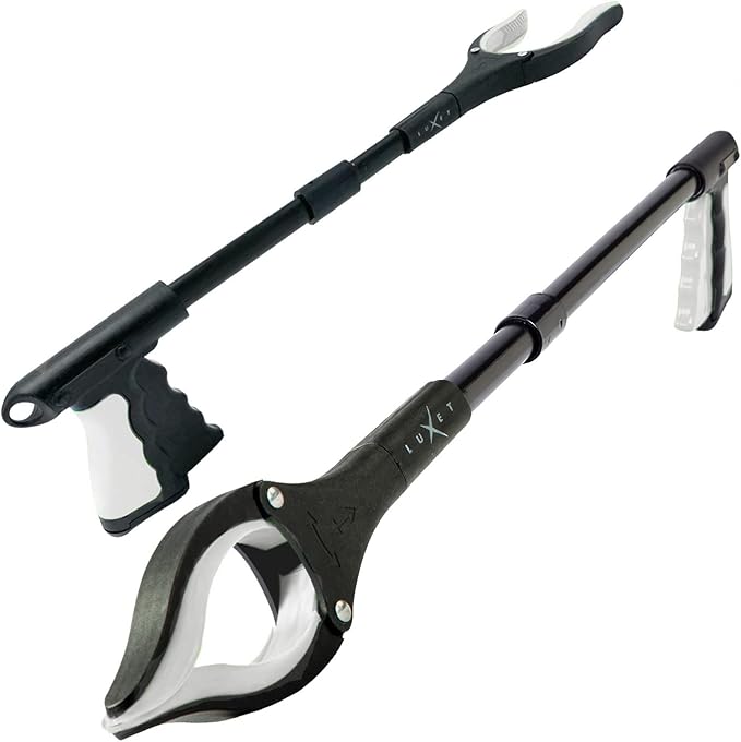 Grabber Reacher Tool 19 Inch Long, Foldable Pick Up Stick - Strong Grip Magnetic Tip - Heavy Duty Trash Picker Claw Reacher Grabber Tool Elderly Wheelchair Mobility Aid (Gray)