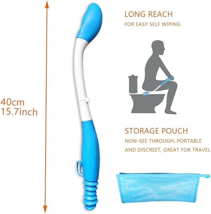 Foldable Toilet Aids for Wiping Bottom - Butt Wiper Tool - Self Wipe Assist for Toileting - Daily Living Bathroom Aids for Limited Mobility