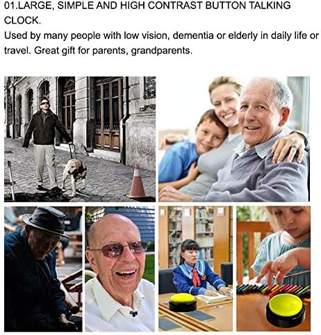 Large Talking Clock for Visually impaired- Telling Time, Date and Week of Day, Perfect for The Blind, Elderly or Visually impaired-Upgrade Version (Green+Black) (Green+Black)