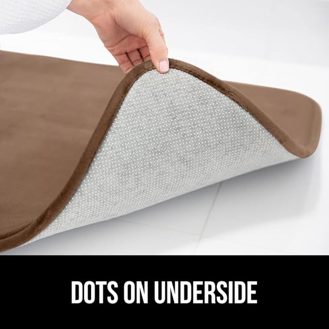 GORILLA GRIP Memory Foam Bath Mat, Soft Absorbent Velvet Bathroom Mats, Durable Dots on Underside, Machine Washable Bathmat, Carpet Rug Room Decor for Shower Tub Floor RV, 60x24 Rugs, Taupe