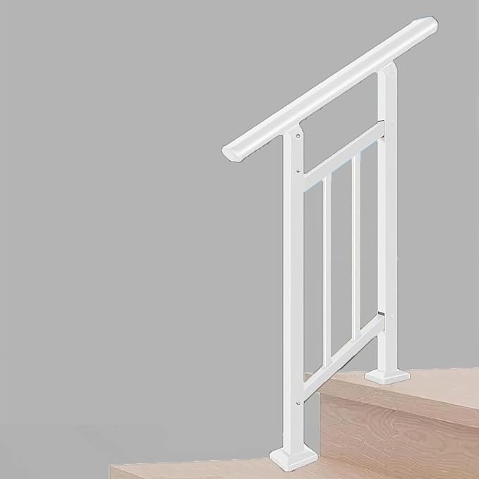 Hand Rails for Outdoor Steps,2 Step Stair Handrail & Indoor Stair Railing Kit，Metty Metal Railings for Outdoor Steps and Hand Rails for Seniors for Porch Railing