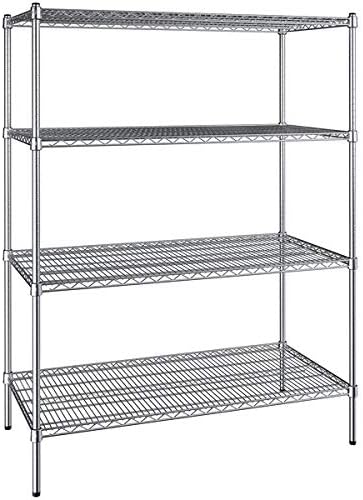 24" x 48" NSF Chrome 4-Shelf Kit with 64" Posts, Heavy Duty Storage Shelving, Wire Shelving Kit, NSF Commercial Storage Rack Unit