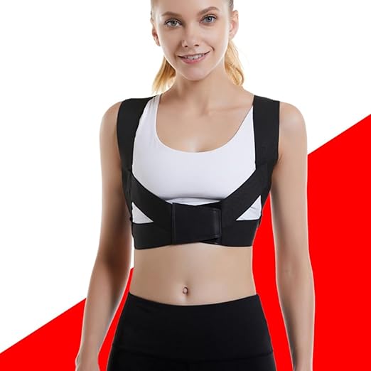 Ciieeo Adjustable Back Posture Corrector Belt for Hunchback Correction, Black Medium Size Back Support Brace for and Students, Lumbar and Shoulder Alignment Aid
