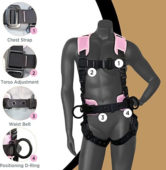 AFP Demon Comfortable Fall Protection Harness Kit – OSHA/ANSI PPE Full Body Safety Harness for Construction Work