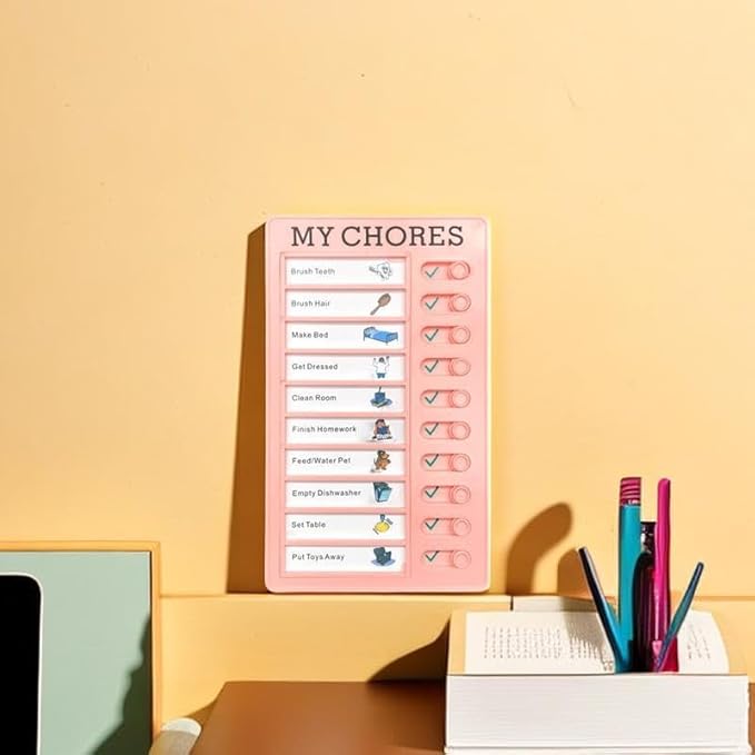 2 Pcs Chore Chart for Adults to do List My Chores Checklist Task Board Sliding Routine Chart for Kids, Memo Boards Slider Schedule DIY Detachable Daily Checklist Planning Table (2Pcs Pink My Chores)