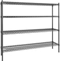 14" x 60" NSF Black Epoxy 4-Shelf Kit with 54" Posts, Heavy Duty Storage Shelving, Wire Shelving Kit, NSF Commercial Storage Rack Unit