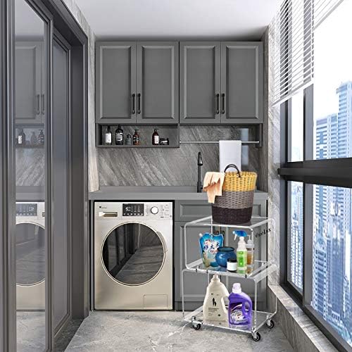 2119 Rolling Utility Cart Tower Rack for Kitchen Bathroom Laundry Dining Room Places,Acrylic Mobile Storage Cart On Wheels