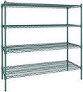 21" x 54" NSF Green Epoxy 4-Shelf Kit with 54" Posts, Heavy Duty Storage Shelving, Wire Shelving Kit, NSF Commercial Storage Rack Unit