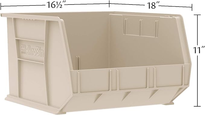 Akro-Mils 30270 AkroBins Plastic Storage Bins, Space-Saving Stackable Bins for Garage, Pantry, Craft Organization, 18-Inch x 16-Inch x 11-Inch, Green, 3-Pack