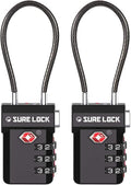 SURE LOCK TSA Approved 3-Digit Combination Luggage Locks – Open Alert Indicator, Re-settable Code with Zinc Alloy Body, Easy-Read Dials for Suitcase, Backpack, Gym Locker & Toolbox (Multiple Colors)