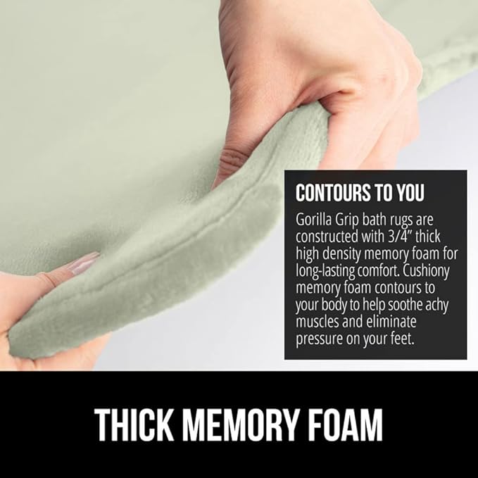 GORILLA GRIP Memory Foam Bath Mat, Soft Absorbent Velvet Bathroom Mats, Durable Dots on Underside, Machine Washable Bathmat, Carpet Rug Room Decor for Shower Tub Floor RV, 30x20 Rugs, Sage