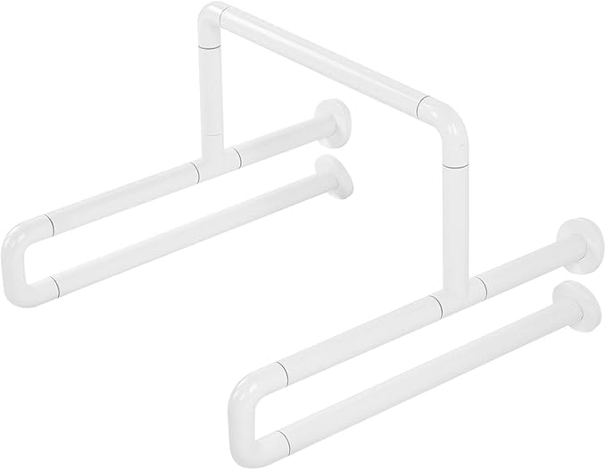 Respicefinem White Toilet Grab Bar Stainless Steel Bathroom Safety Hand Rail for Elderly with Fluorescent Ring Non Slip Surface Easy to Clean High Strength Suppo