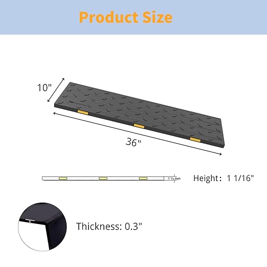 Rubber Stair Treads, 36"X10" 5 Pack Rubber Stair Treads for Wooden Steps, Non Slip Outdoor Step Mats with Nosing for Concrete Marble Tile Metal Steps - Black