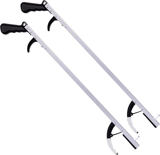 Extra Long Easy Grip Reacher Grabber Tool for Reaching 32 inch Light Weight Picker Upper Stick with Pull Trigger Handgrip, Hook and Magnetic Tip for Post Surgery, Seniors, Cleaning Trash (2)