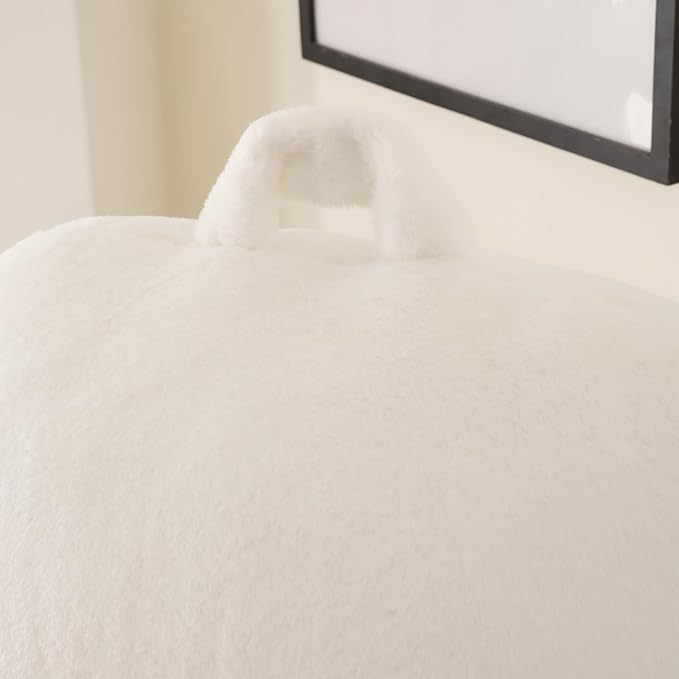 Reading Pillow for Sitting in Bed, Large Backrest Reading Pillow with Arm Rest,Back-Rest Support Cushion for Sit Up on Couch, Sofa, and Floor, Dorm Essentials (White Faux Fur, Large(19"))