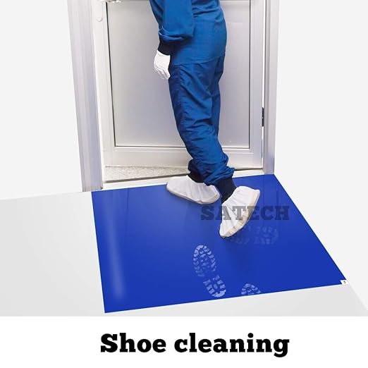 SATECH Sticky/Tacky/Adhesive Mat 18" x 36" Blue (Case of 4 Mats,30 Sheets Each) for Cleanroom Laboratory Hospital Construction Pets