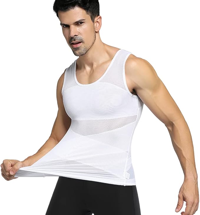 Mens Compression Shirt to Hide Gynecomastia Moobs Slimming Body Shaper Vest