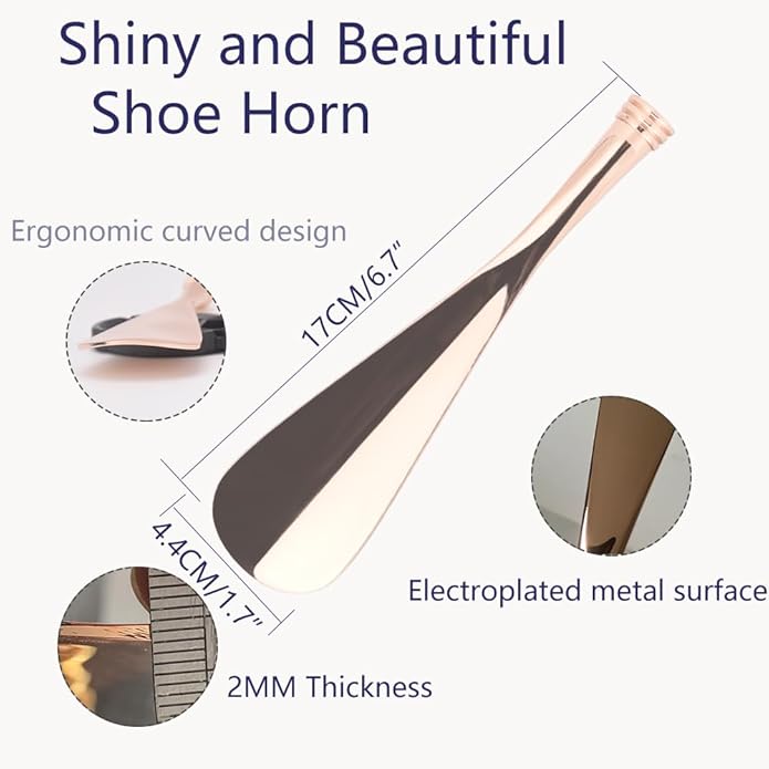 VARCOH Shoe Horn Long Handle for Seniors, 17"-30" Adjustable Aluminum Alloy Long Shoe Horn, Portable Telescopic Shoehorn Design with Blue and Gold Finish, Durable and Elegant, Travel & Home Use