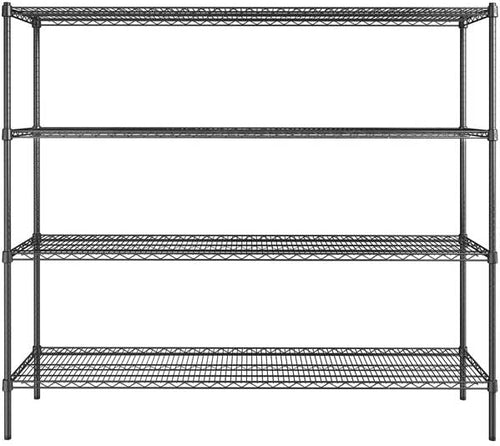 18" x 72" NSF Black Epoxy 4-Shelf Kit with 64" Posts, Heavy Duty Storage Shelving, Wire Shelving Kit, NSF Commercial Storage Rack Unit