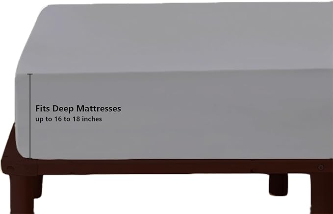 Top Split King Fitted Sheet Only for Adjustable beds, Split Down 28 inches from The Top, 600 Thread Count 100% Cotton Half Split Flex Head Fitted Sheet for Sleep Number Beds, Silver