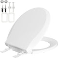 Round Toilet Seat Soft Close, 16.5" Standard Round Toilet Lid Replacement Compatible with TOTO/Kohler/Gerber/American Standard, Four Bumpers Never Loosen, 2-pack Toilet Bolts and Nuts, Cotton White