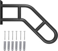 Wall Mount Hand Rails for Outdoor or Indoor Steps Stair Railing Metal Heavy Duty Non-Slip 1-3 Step Safe Bars U-Shape Safety Handle Powder Coated Grab Porch Courtyard Doorways Black 23in