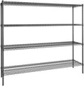 18" x 72" NSF Black Epoxy 4-Shelf Kit with 64" Posts, Heavy Duty Storage Shelving, Wire Shelving Kit, NSF Commercial Storage Rack Unit