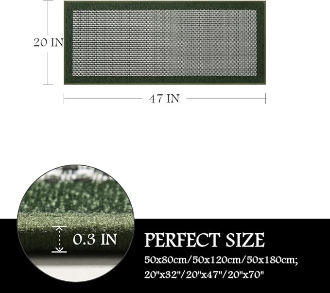 PADOOR Kitchen Mats for Floor, Kitchen Rugs Non Slip Washable, Rubber Backed Kitchen Runner Super Absorbent Kitchen Floor Mat Sink Rug, 20"x47" Green