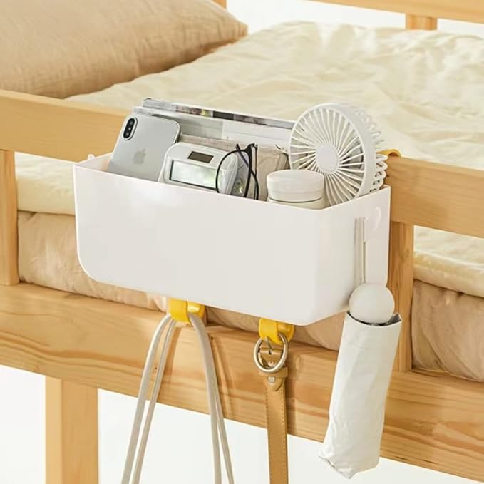 Bunk Bed Shelf, Kids Bunk Bed Caddy | Bedside Caddy for Dorm Bed Loft Bed Rail | Top Bunk Accessories (Yellow)