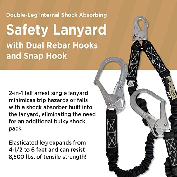 AFP Demon Comfortable Fall Protection Harness Kit – OSHA/ANSI PPE Full Body Safety Harness for Construction Work