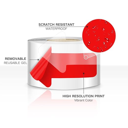 Arrow Floor Sticker Tape 3"6" - 200 PCS Marking Sticker Signs - Red