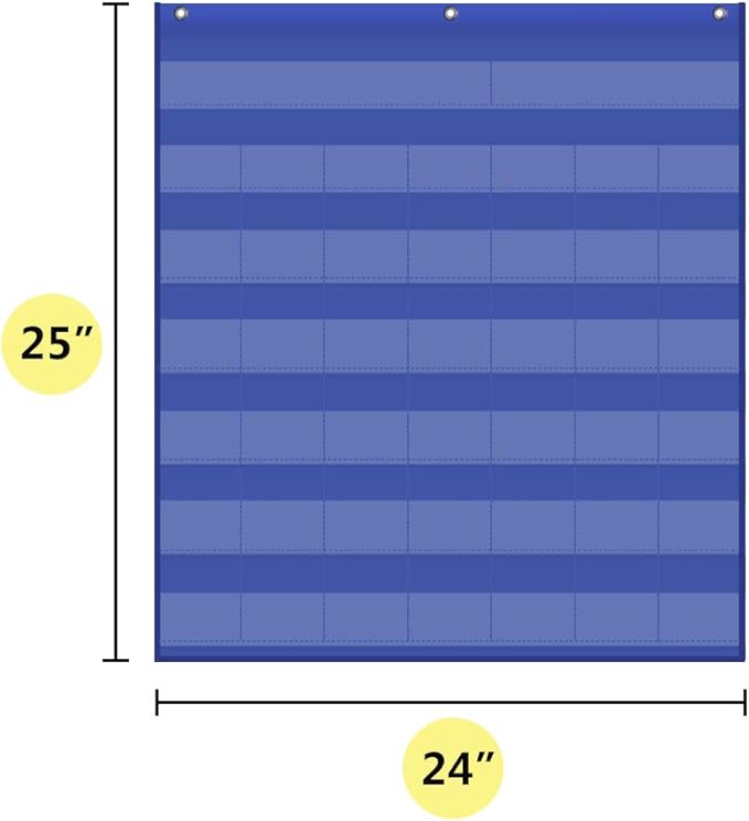 EAMAY Classroom Monthly Calendar Pocket Chart with 71 Cards for Kids Learning for Home,Blue
