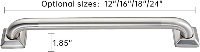joyrain 500lb Capacity Stainless Steel Grab Bar - Heavy Duty Bathroom Safety Rail for Elderly, Anti-Slip Shower Handle, ADA Compliant (Peened, 18inch)