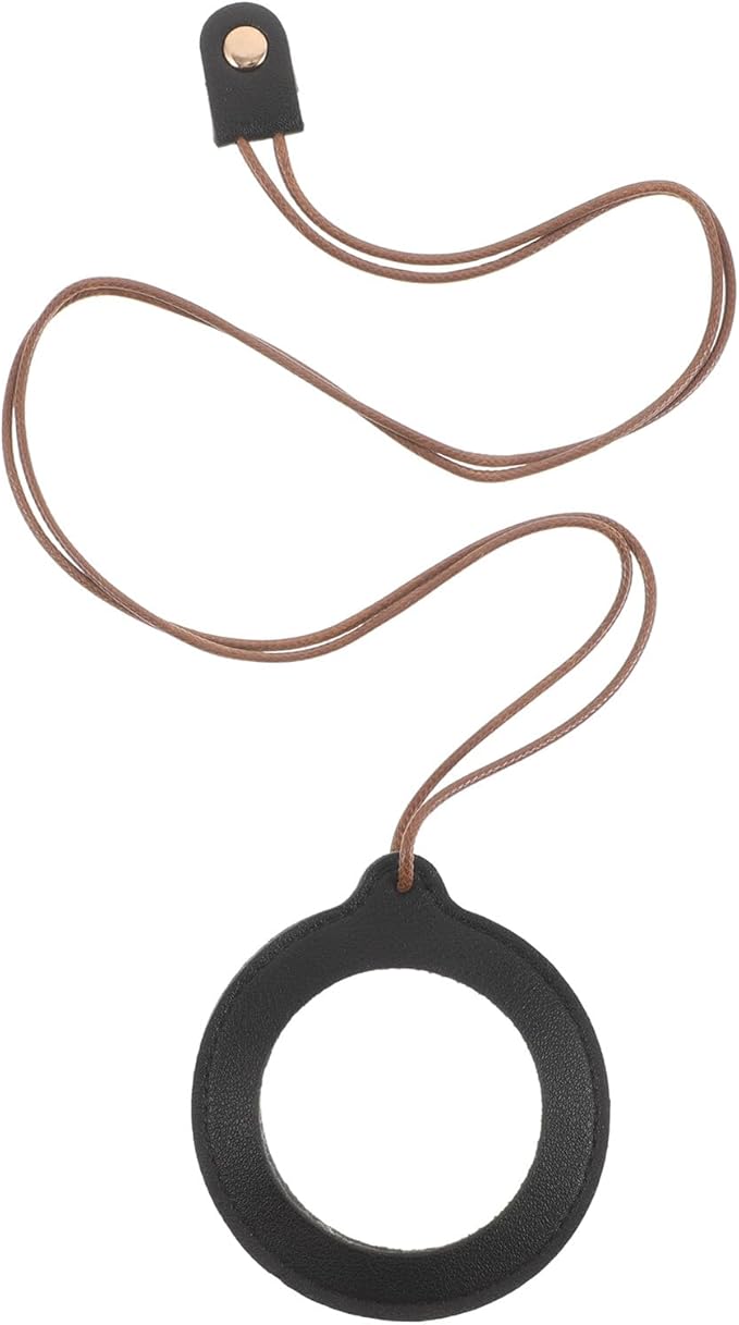 Vintage 5X Magnifier Pendant Necklace with Black Protective Case, Portable Neck Hanging Reading Aid for Elderly, Handheld Book Magnifier for Low Vision and Daily Use
