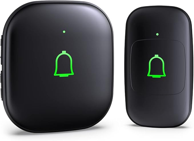 Classroom Doorbell IP66 Wireless Doorbell Door Bell Ringer Wireless Waterproof 1000Ft 32 Chimes 115dB 7 Vol Levels Mute Mode & LED Flash Doorbells for Home Kids Room Teachers Classroom Office