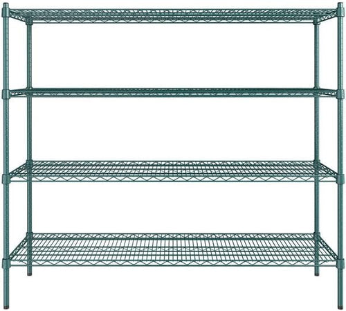 18" x 60" NSF Green Epoxy 4-Shelf Kit with 54" Posts, Heavy Duty Storage Shelving, Wire Shelving Kit, NSF Commercial Storage Rack Unit