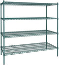 24" x 54" NSF Green Epoxy 4-Shelf Kit with 54" Posts, Heavy Duty Storage Shelving, Wire Shelving Kit, NSF Commercial Storage Rack Unit