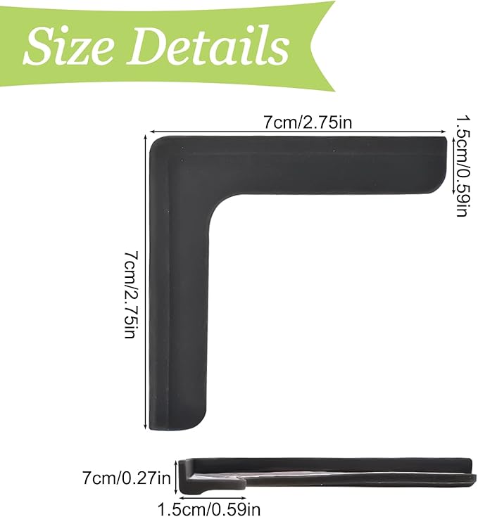 Window Corner Guards, 8Pcs L-Shaped Window Corners Protectors Self Adhesive Silicone Bumper Anti-Collision Table Corner Protectors for Protecting Window Furniture Edge (Black)