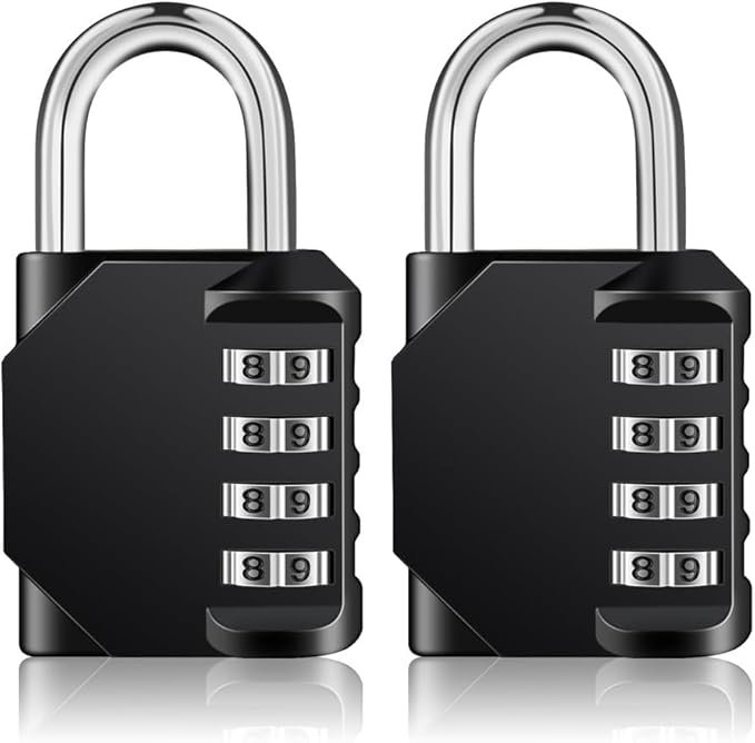 ZHEGE Padlock, Combination Lock 4 Digits, Outdoor Padlock Weatherproof for Gym Locker, Garden Fence Gate (Black)
