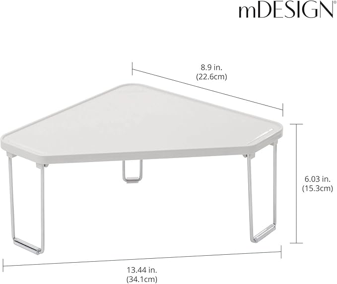 mDesign Plastic/Steel Corner Stackable Rack, Storage Organizer Shelf for Bathroom, Vanity, Countertop, Sink, Cabinet, Holds Makeup, Shower Accessories, Ligne Collection - 2 Pack - Stone Gray