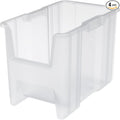 Akro-Mils 13014 Stak-N-Store Heavy Duty Stackable Open Front Plastic Storage Container Bin, (17-1/2-Inch x 11-Inch x 12-1/2-Inch), Clear, (4-Pack)