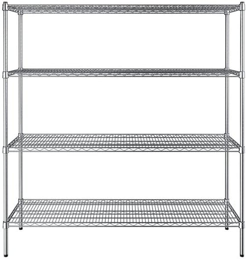 18" x 60" NSF Chrome 4-Shelf Kit with 64" Posts, Heavy Duty Storage Shelving, Wire Shelving Kit, NSF Commercial Storage Rack Unit