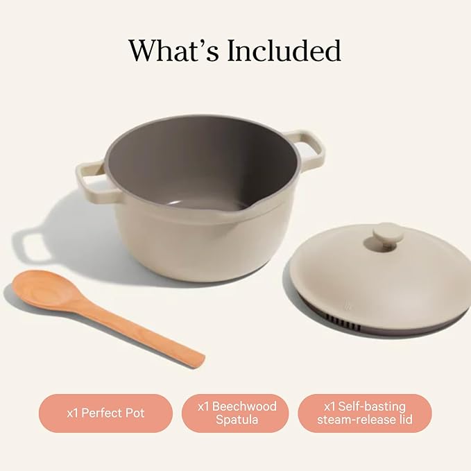 Our Place Mini Perfect Pot | 2.5 Qt Ceramic Pot with Lid & Spatula | Patented 8-in-1, PFAS-Free Nonstick, Non-Toxic Cookware | Induction & Oven-Safe up to 450°F | Steam